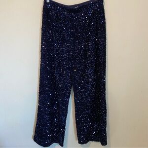 SHEIN Blue Wide Leg Sparkly Pants